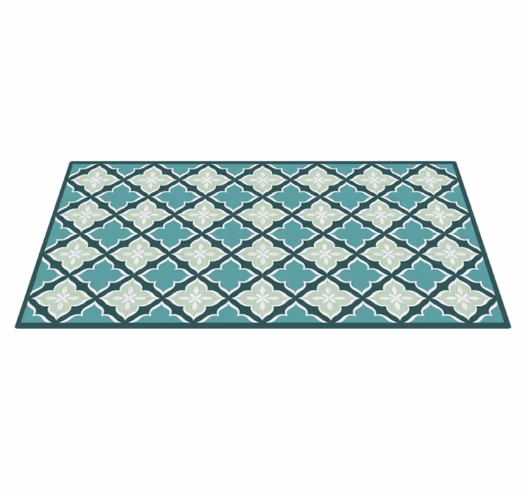 Tapis vinyle rétro style carrelage floral - TenStickers