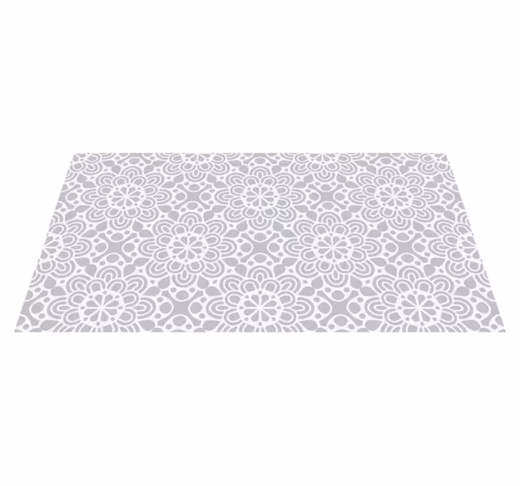 tapis vinyle moderne formes fleuries gris blanc - TenStickers