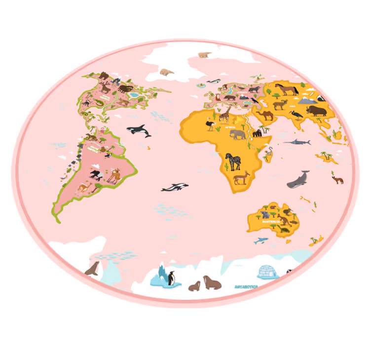 Tapis vinyle carte du monde cartographie pédagogique - TenStickers