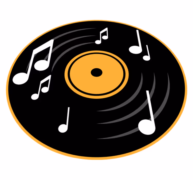 Tapis vinyle rond motif de disque musical - TenStickers