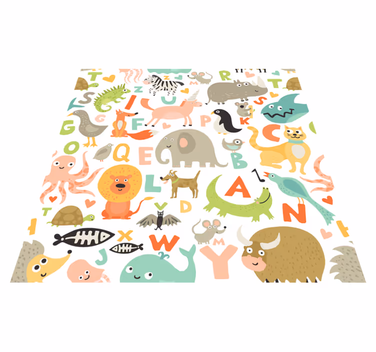 Tapis vinyle animal Animal lettres de l'alphabet - TenStickers