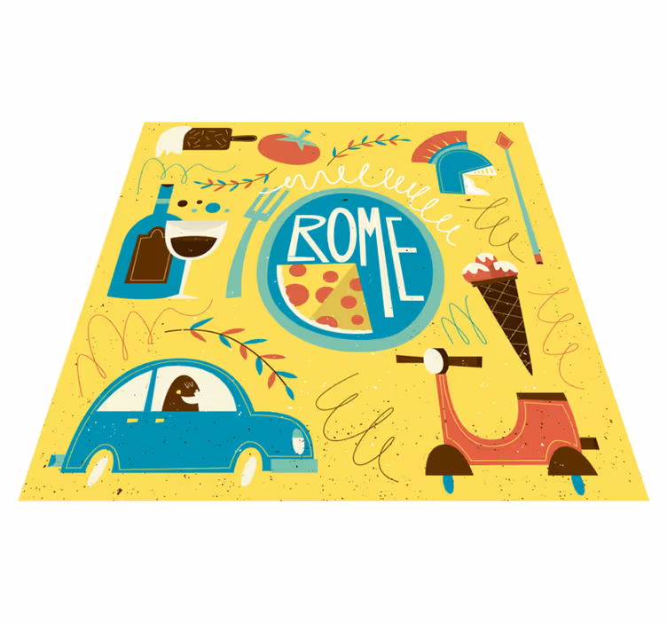 tapis vinyle carte du monde Rome drôle - TenStickers