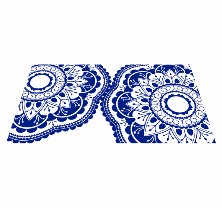 Tapis vinyle bleu foncé formes florales rondes - TenStickers