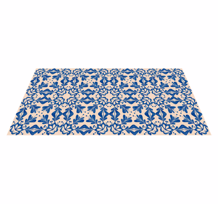 Tapis vinyle style mosaïque bleue et beige - TenStickers