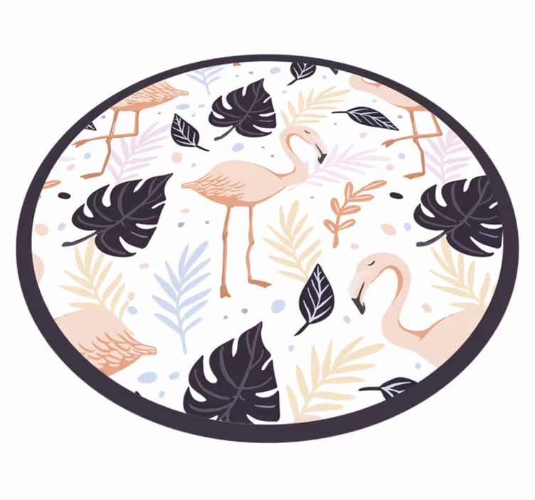 Tapis vinyle salle de bain animal flamants roses et palmiers - TenStickers