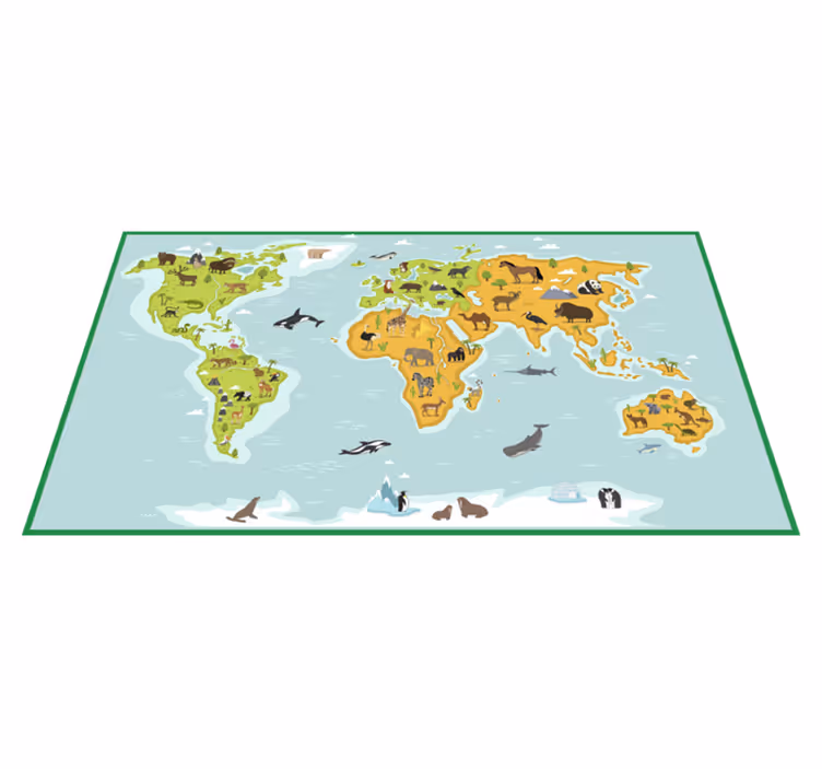 Tapis vinyle carte du monde Carte du monde vintage bleu - TenStickers
