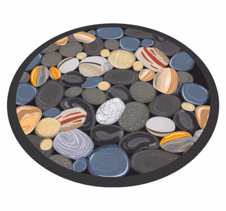 Tapis vinyle rond mosaïque de galets - TenStickers
