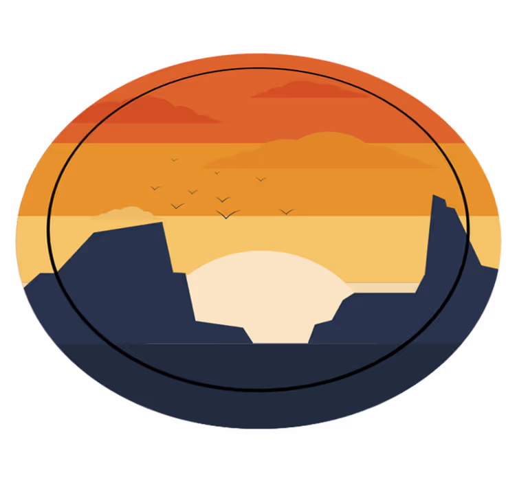 tapis vinyle rond Coucher de soleil occidental - TenStickers