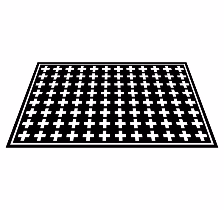 tapis vinyle minimaliste Croix blanche et noire - TenStickers