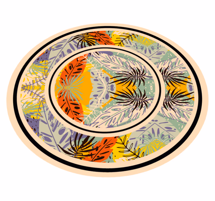 Tapis vinyle fleurs et plantes motif circulaire botanique - TenStickers