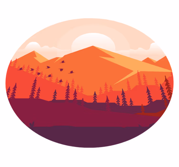 tapis vinyle salon Coucher de soleil montagne - TenStickers