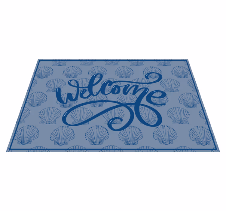 Tapis vinyle citation script de bienvenue en coquillage - TenStickers