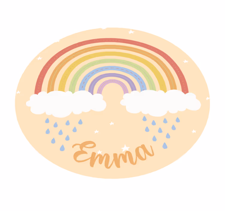 tapis vinyle avec nom Arc en ciel personnalisé - TenStickers