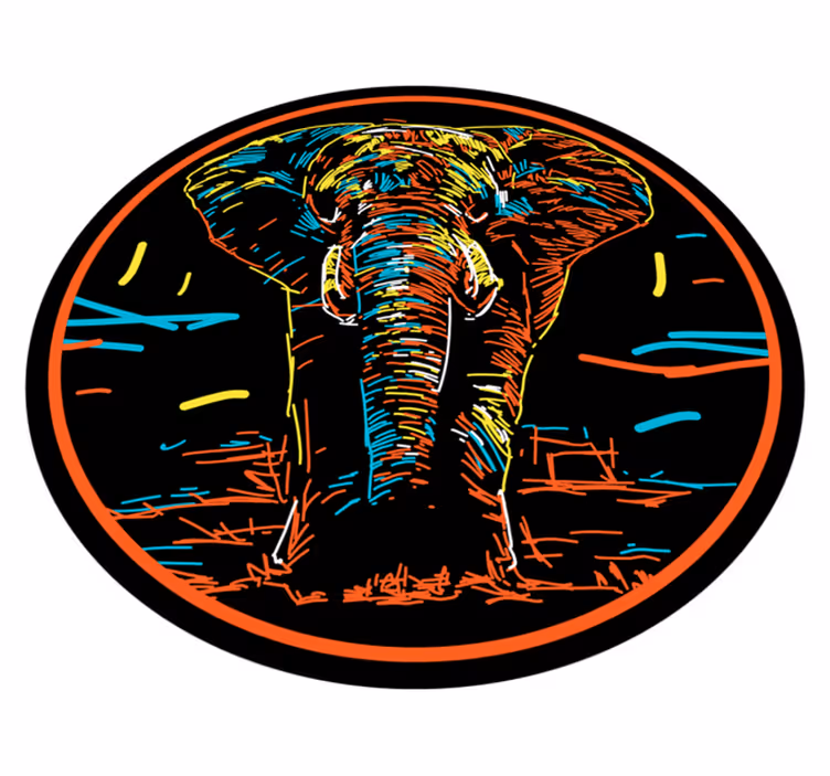 tapis vinyle animal éléphant multicolore - TenStickers