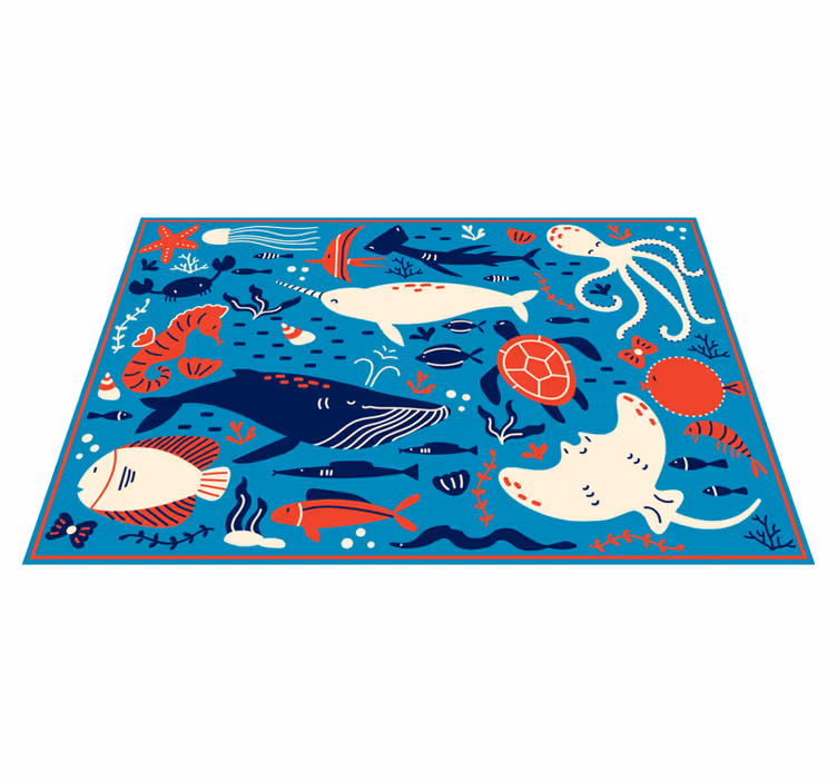 Tapis vinyle Enfants avec différents poissons - TenStickers