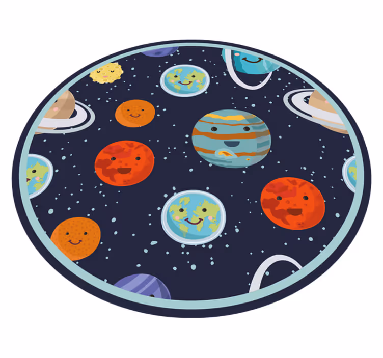 tapis vinyle pour enfants Système solaire planète souriante - TenStickers