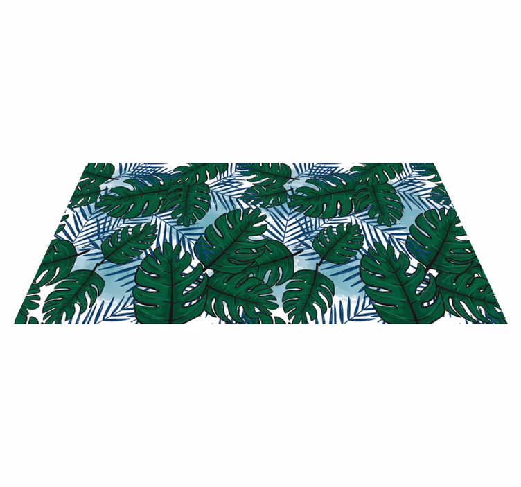 tapis vinyle salon Feuilles bleues de monstera  - TenStickers