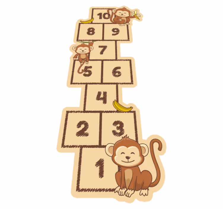 tapis de jeu Marelle aux singes - TenStickers