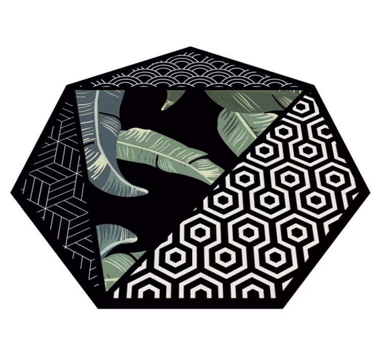 Tapis vinyle fleurs et plantes hexagone botanique - TenStickers