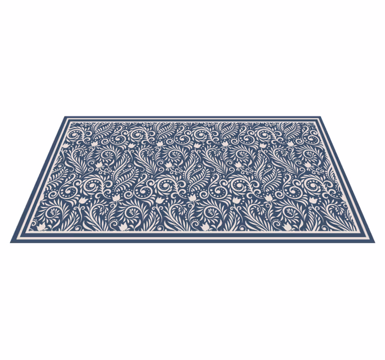 Tapis vinyle moderne Contours blancs de fleurs - TenStickers