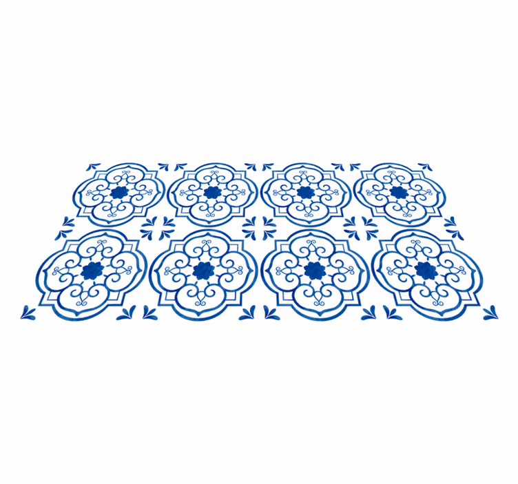 Tapis vinyle carreaux de ciment bleus et blancs - TenStickers