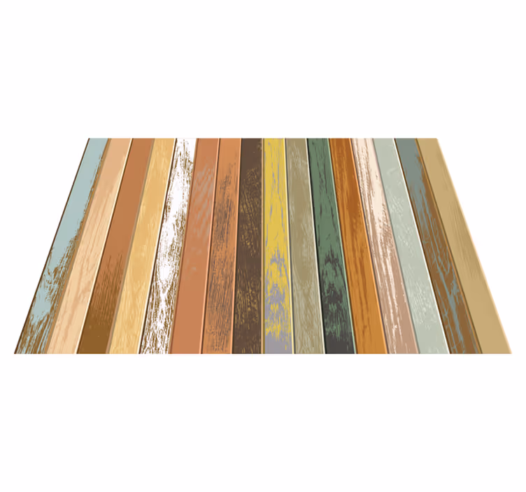 Tapis vinyle salon planches de bois colorées - TenStickers