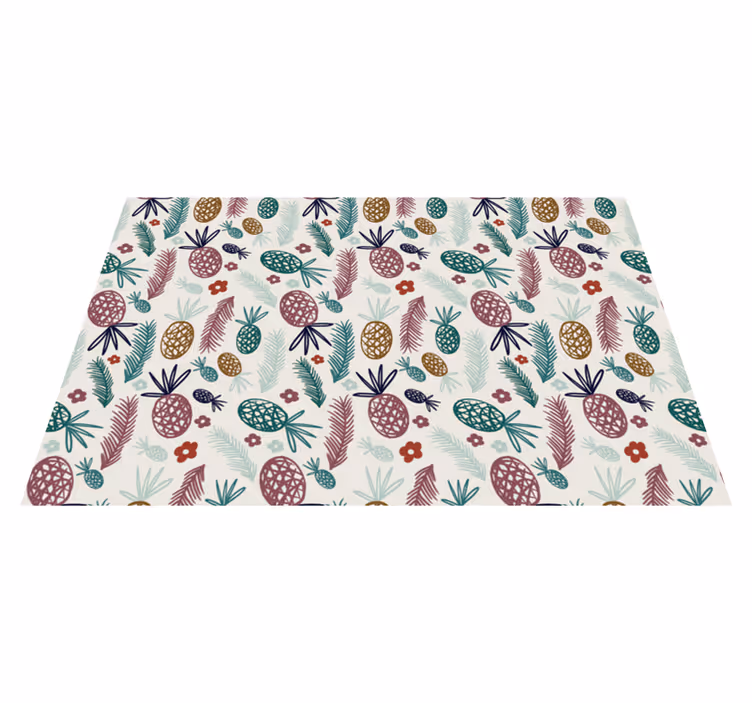 Tapis vinyle fleurs et plantes motif de fruits tropicaux - TenStickers
