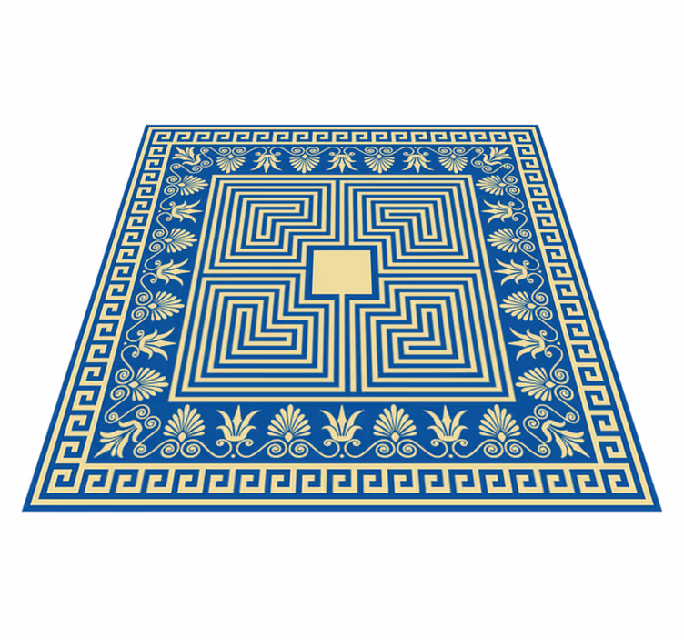 tapis vinyle retro Tuile bleue grecque - TenStickers