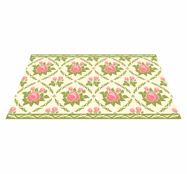Tapis vinyle fleurs et plantes motif floral rose - TenStickers