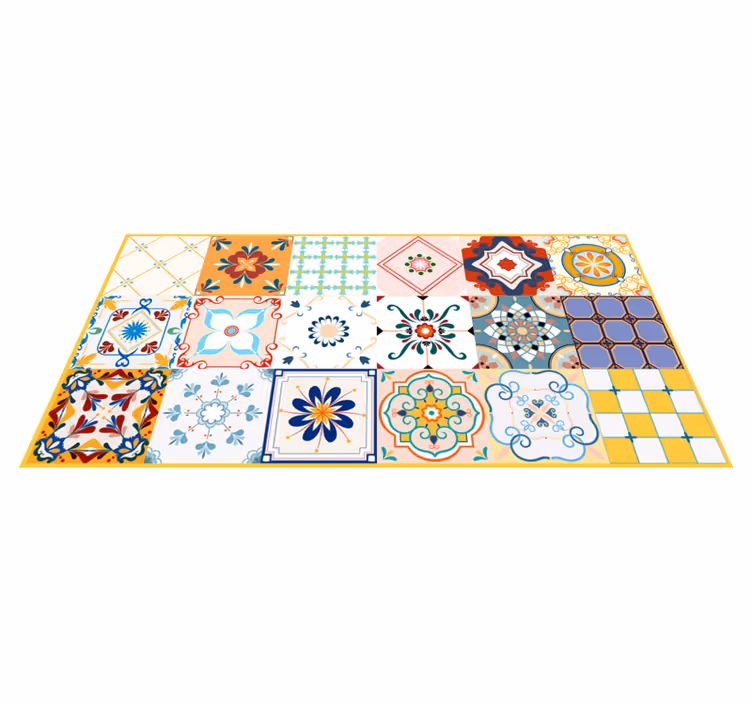 Tapis vinyle carreaux de ciment motifs de tuiles de mosaïque - TenStickers