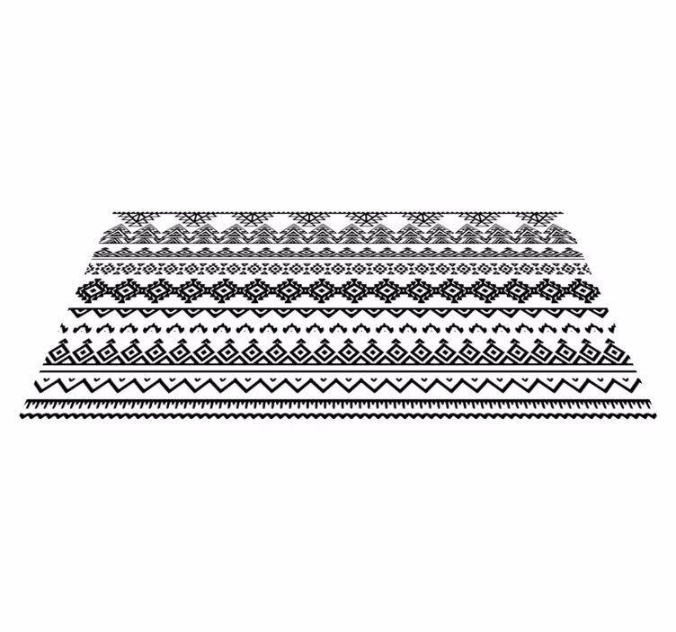 Tapis vinyle imprimé ethnique noir et blanc - TenStickers