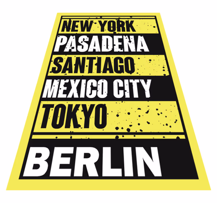 Tapis vinyle citation superposition de texte des villes - TenStickers