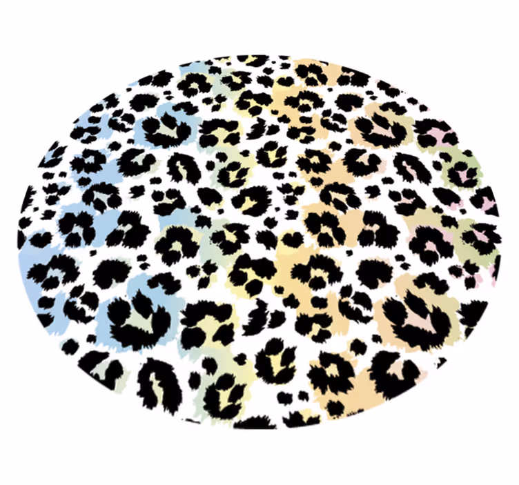 tapis vinyle salon vinylee rond léopard multicolore - TenStickers