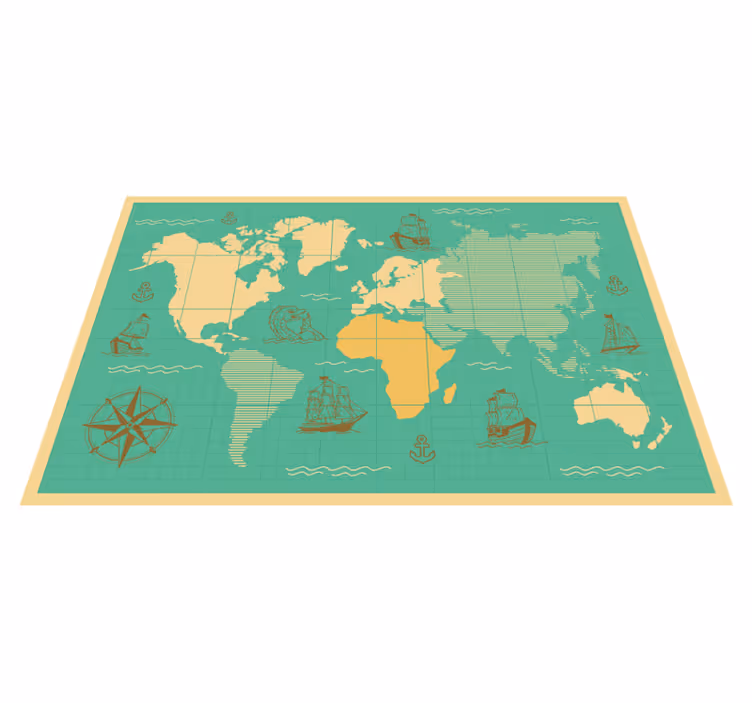 tapis vinyle carte du monde Carte du monde avec des bateaux - TenStickers