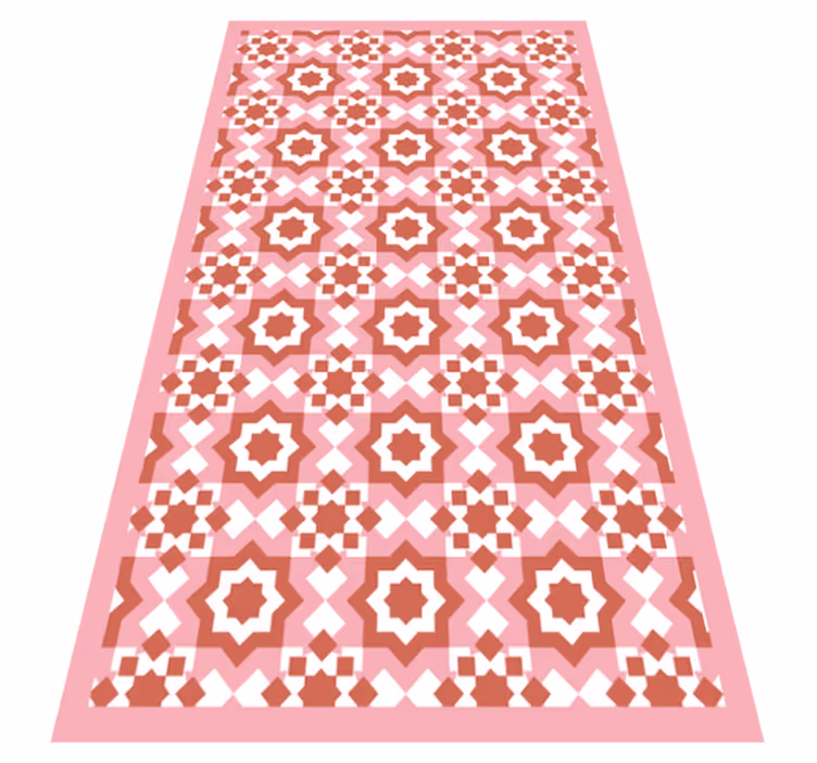Tapis vinyle carreaux de ciment formes rouges - TenStickers