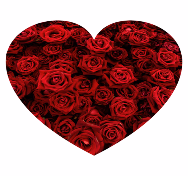 Tapis vinyle fleurs et plantes romance en forme de coeur - TenStickers