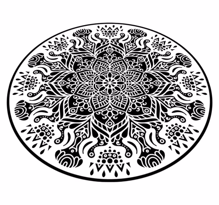 tapis vinyle mandala noir et blanc - TenStickers