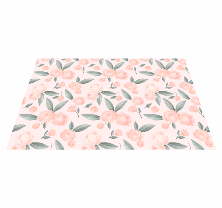 tapis vinyle salon Fleurs roses - TenStickers