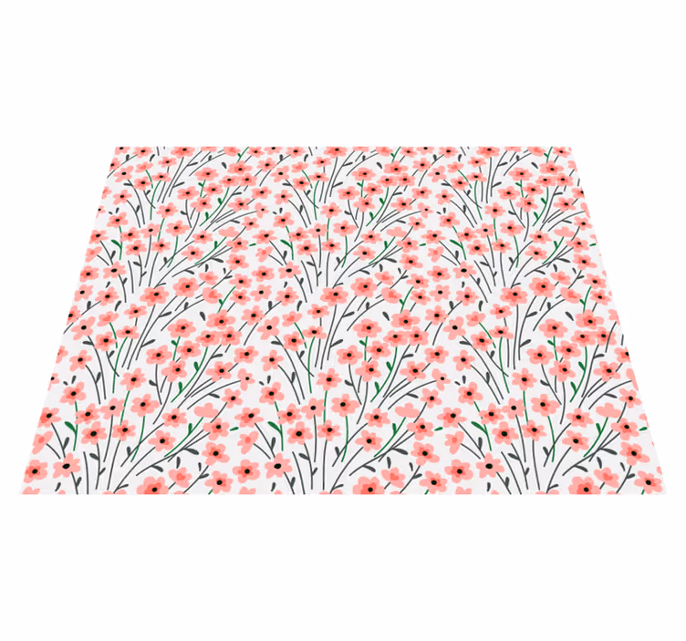 tapis vinyle salon Champ de fleurs roses - TenStickers