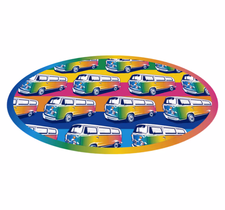 tapis vinyle chambre Van hippie rétro - TenStickers