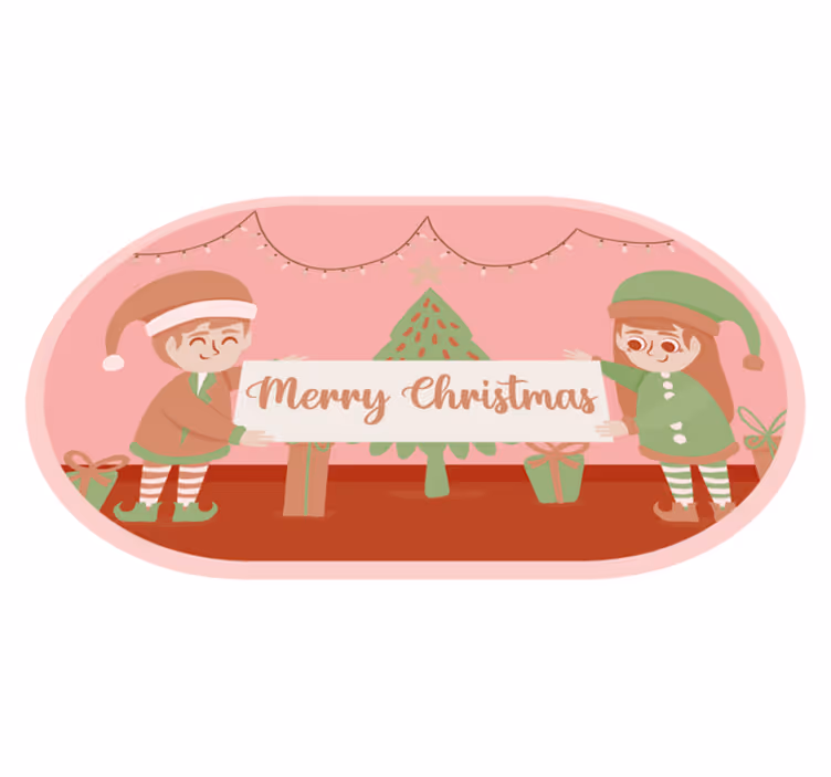 Tapis vinyle noël scène festive des elfes - TenStickers