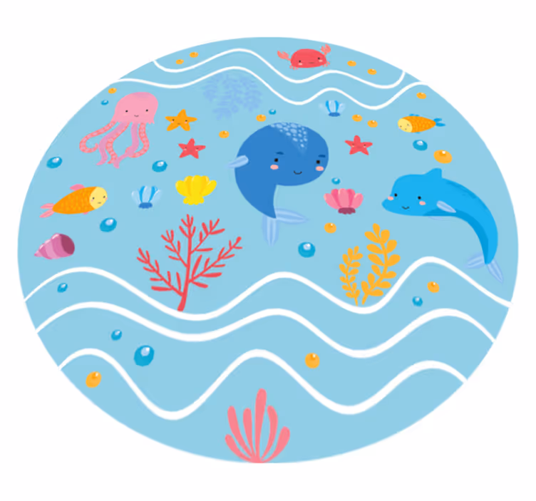 tapis vinyle animaux marins amusants - TenStickers