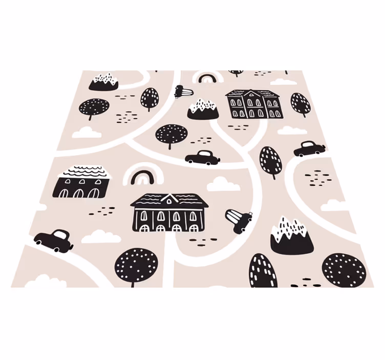 Tapis vinyle pour enfants modèle de route de ville - TenStickers