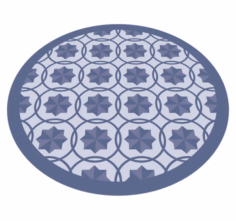 Tapis vinyle géométrique symétrique rond gris bleu - TenStickers
