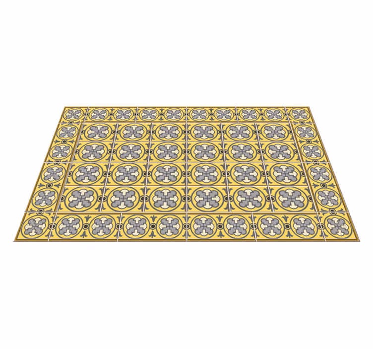 Tapis vinyle cuisine tons gris et jaune - TenStickers