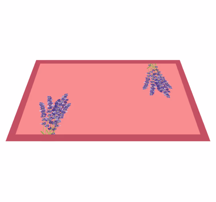 Tapis vinyle fleurs et plantes de lavande fond rose - TenStickers