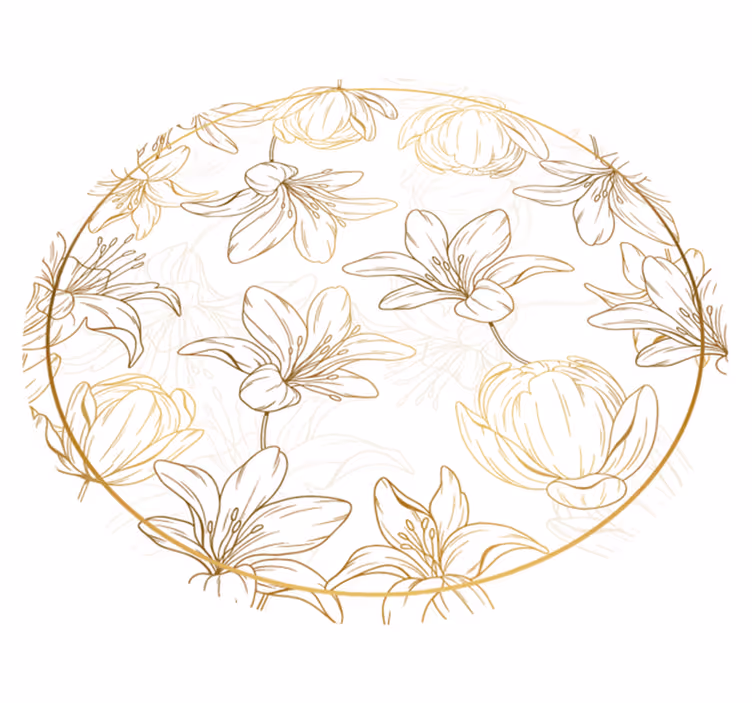 Tapis vinyle fleurs et plantes motif de cercle floral - TenStickers