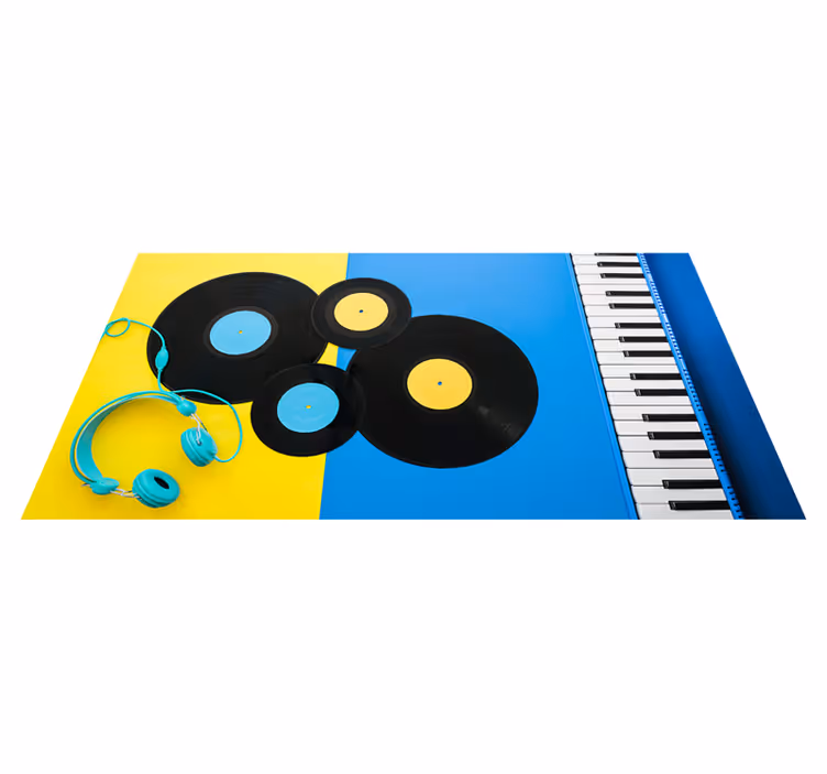 tapis vinyle moderne Piano et disques - TenStickers