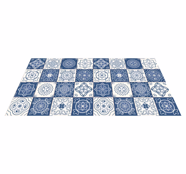 tapis vinyle moderne Impression de carreaux bleus - TenStickers