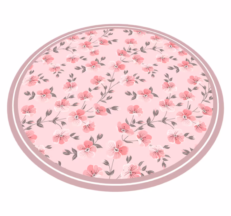 Tapis vinyle fleurs et plantes conception de cercle floral - TenStickers